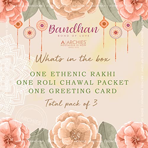 Image of ARCHIES Rakhi Collection For Rakshabandhan | Rakhi For Brother | Rakhi for Bhaiya and Bhabhi | Rakhi Combo Gift Hamper (CELEBRATION-TRADITIONAL STYLE RAKHI COMBO)