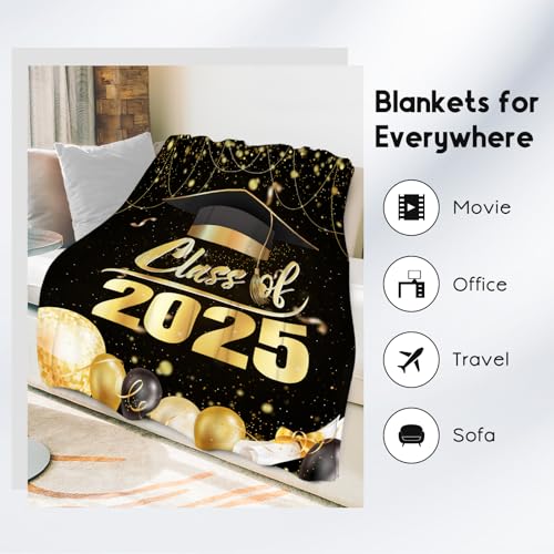Graduation Blanket - Class of 2025 Graduation Gifts for Her or Him - 40"x50" Flannel Soft Throw Decorations - Senior 2025 Blankets for College, High School, Graduation Day