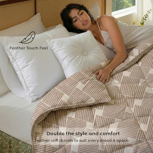 Image of AYKA Reversible AC Comforter 150 GSM Microfiber Summer Blanket Double Bed (90x100 Inches) | Floral Design Cooling Quilt for AC Room | Soft Breathable Duvet Peach & Cream
