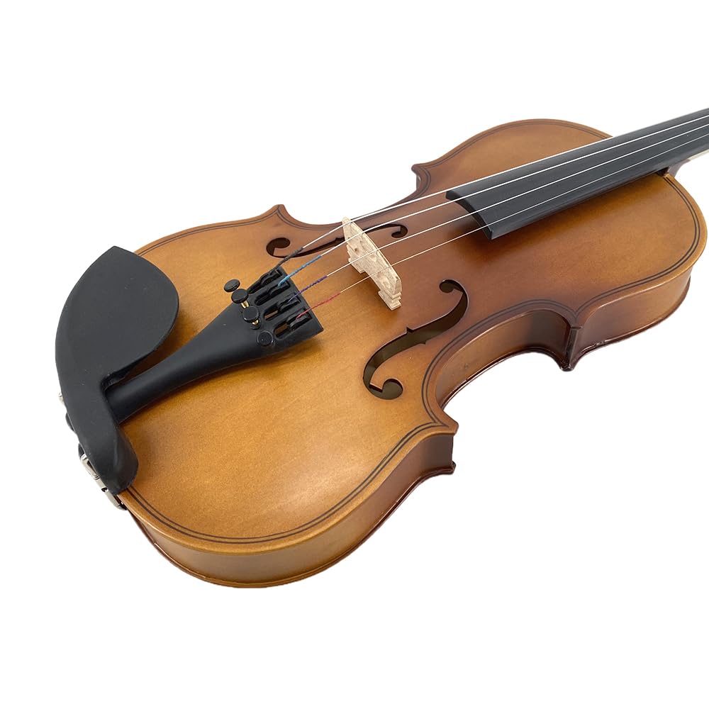 Vetimobato Set violino 4/4 fatto a mano, corpo in acero con finitura opaca, accessori in legno massello, kit completo con custodia, archetto, spalliera, corde per principianti e intermedi (1/8)