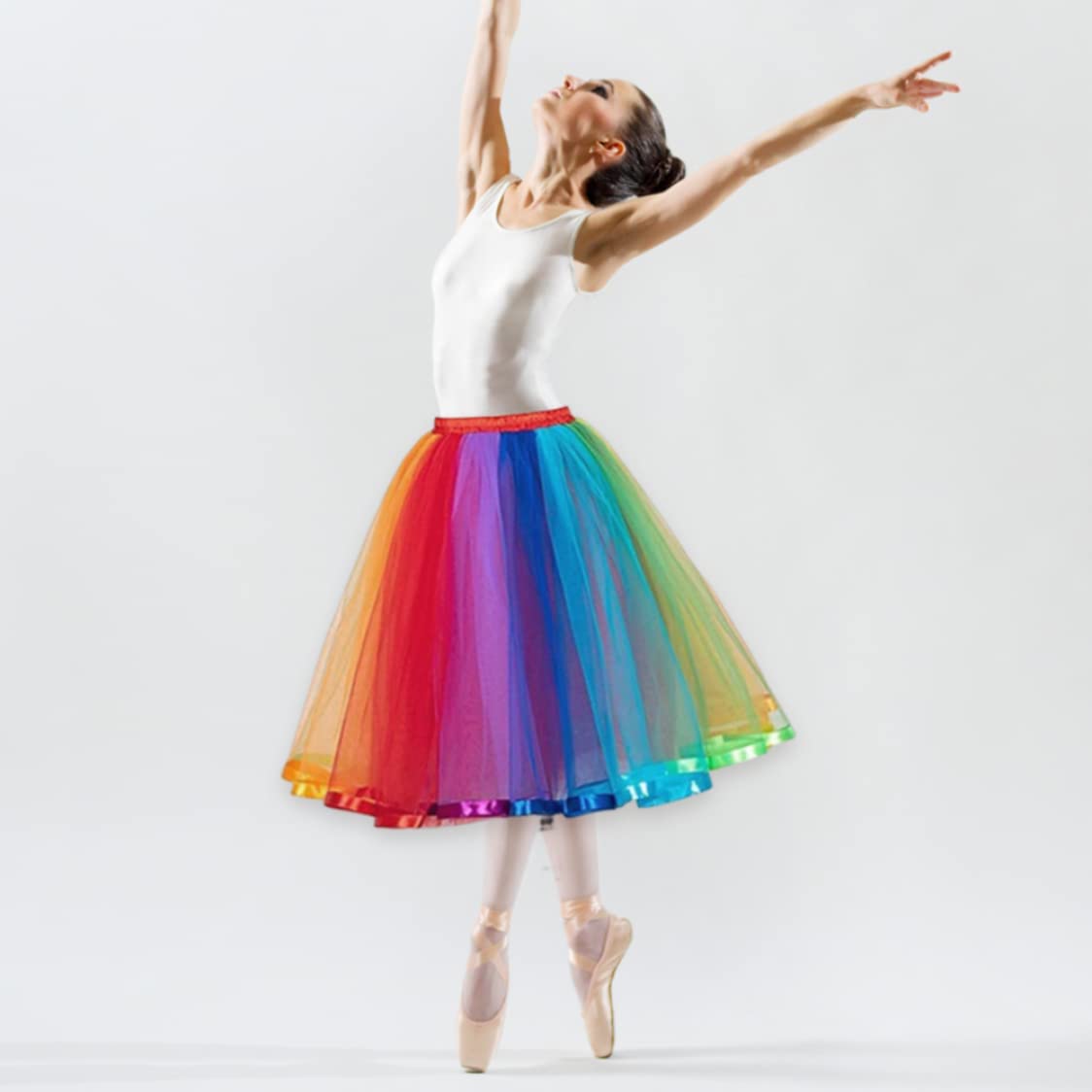Gcroet Donne Arcobaleno a Strati Rainbow Gonna in Tulle Girl Girl Gonna Neon Abito Arcobaleno per Il Costume da Festa XL ..