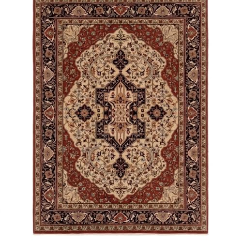 Tapete Passadeira Clássica Persa 50x88 cm Antiderrapante Lavável - Estampa Premium Vintage para Quarto, Porta e Banheiro - Vermelho