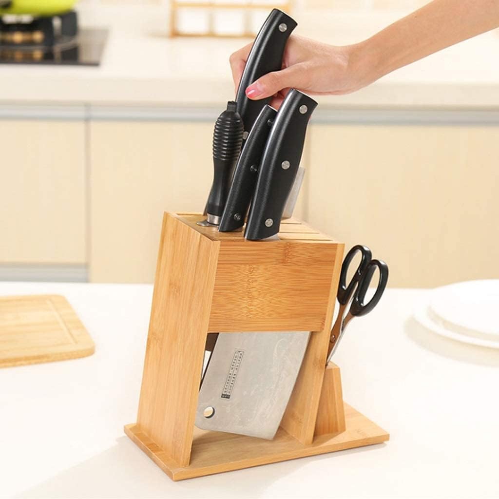 Knife Block Storage Stand Kitchen,Only selling Cutter Holder,Wood Bamboo Utensil Knives Rack Tools Organizer