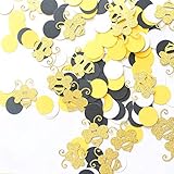 180 Bumble Bee Glitter Confetti Black Yellow Party Decoration Circle Confetti Gender Reveal Bee Baby...