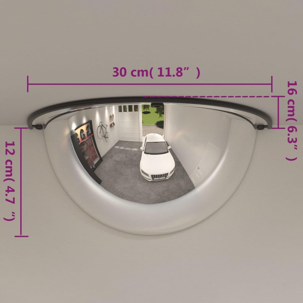 Specchietto stradale esterno 2 pezzi mezza cupola Ø 30 cm acrilico specchio 90 gradi vista estesa ampia applicazione per garage parcheggio e altri interni segno preventivo