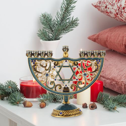 HOLIDYOYO Hanukkah Menorah Candle Holder 9 Branches Candelabra Alloy Candlestick Holder Jewish Candle Stand for Israel Party Decoration
