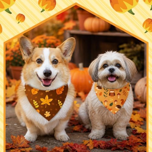 Abbylike 100 Pcs Fall Thanksgiving Dog Bandanas Bulk Animal Leaves Bandanas for Dog Triangle Kerchief Bib Scarf for Pets Autumn Costume Photo Props Accessories Pet Shop, 25 Styles (19.7 x 13.8 x 13.8) - 1