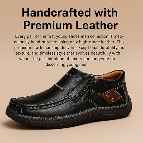 The First Young Mens Handmade Premium Leather Slip-On Driving Boots – Non-Slip Breathable Travel & Outdoor Shoes3