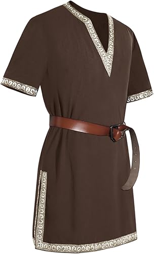 Túnica medieval de caballero renacentista para hombre, disfraz de mercenario escocés, guerrero, LARP, tops de Halloween