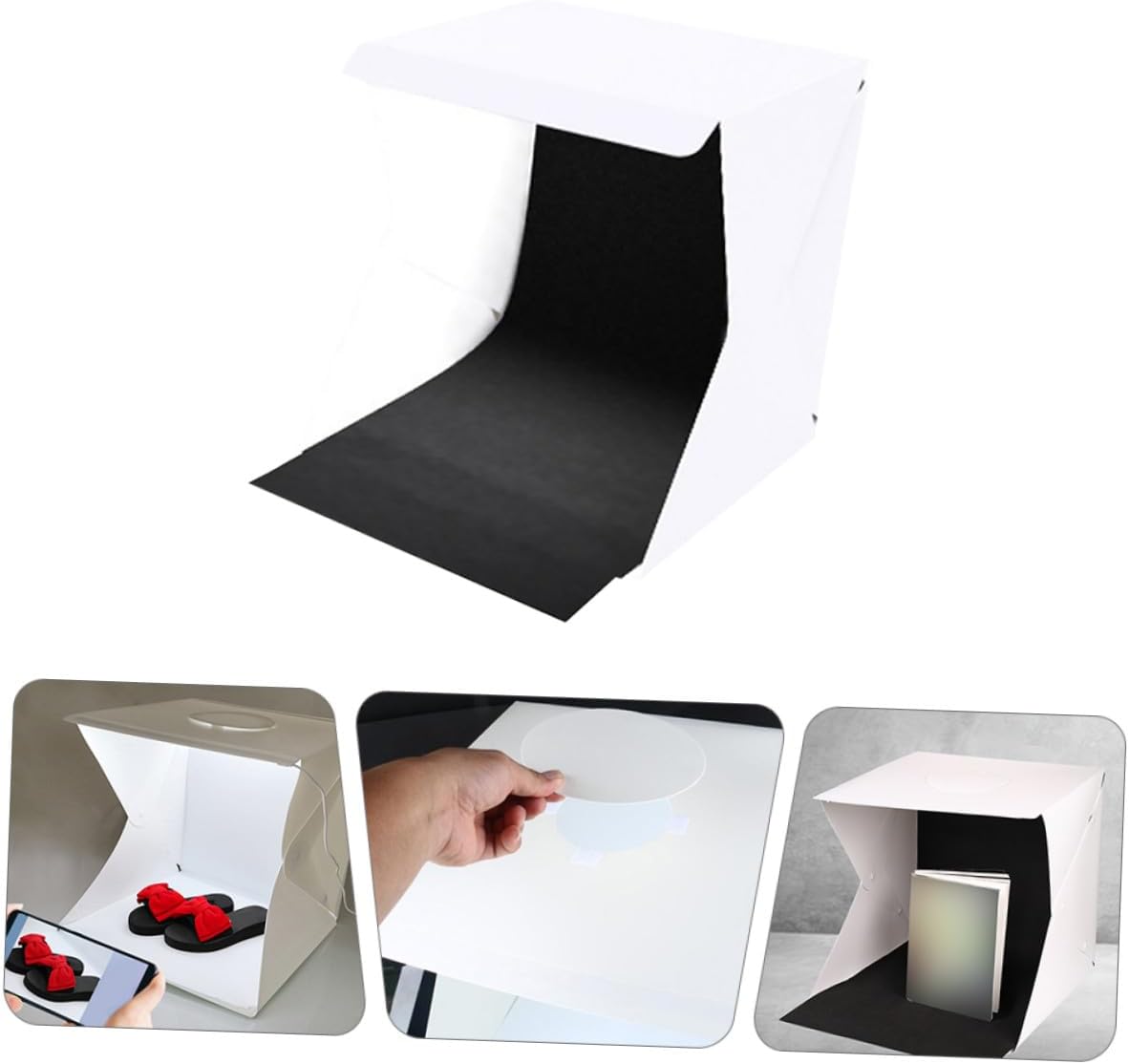 Portable Folding LED Light Box Photography Tent with Black and White Backdrops for Small Object Product Shooting Lightweight Easy Setup Photo Space for Accessories Jewelry Food