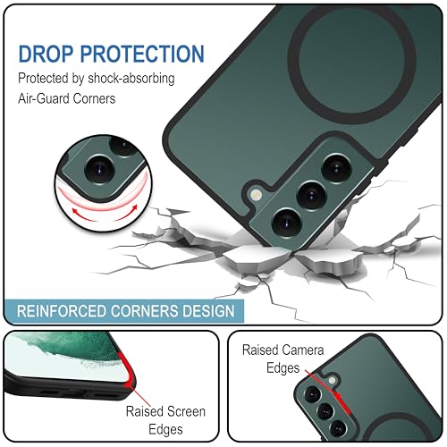 Image of CEDO Cover for Samsung Galaxy S22 (5G) | Compatible with MagSafe Wireless Charging | Designed with Magnetic Lock Shockproof Phone Bumper Transparent Back Case Cover (Black)