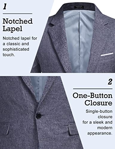 COOFANDY Men's Blazer Casual Sport Coats Slim Fit One Button Suit Jacket Lightweight Sports Jacket(Blue,Medium)3