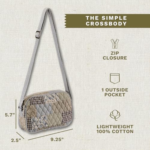 Image of Bella Taylor Simple Crossbody, Quilted Handbag for Women | Lightweight, 3-pocket compact quilted purse, hands-free carry, adjustable strap, machine washable, durable construction