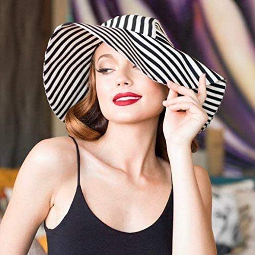 Striped Black White Sun Hat Handmade Products