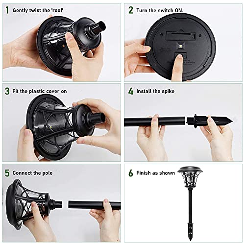 Maggift 6 Pack 25 Lumen Solar Powered Pathway Lights, Super Bright Smd Led Outdoor Lights, Stainless Steel & Glass Waterproof Light For Landscape, Lawn, Patio, Yard, Garden, Deck Driveway, Warm White #TOP5