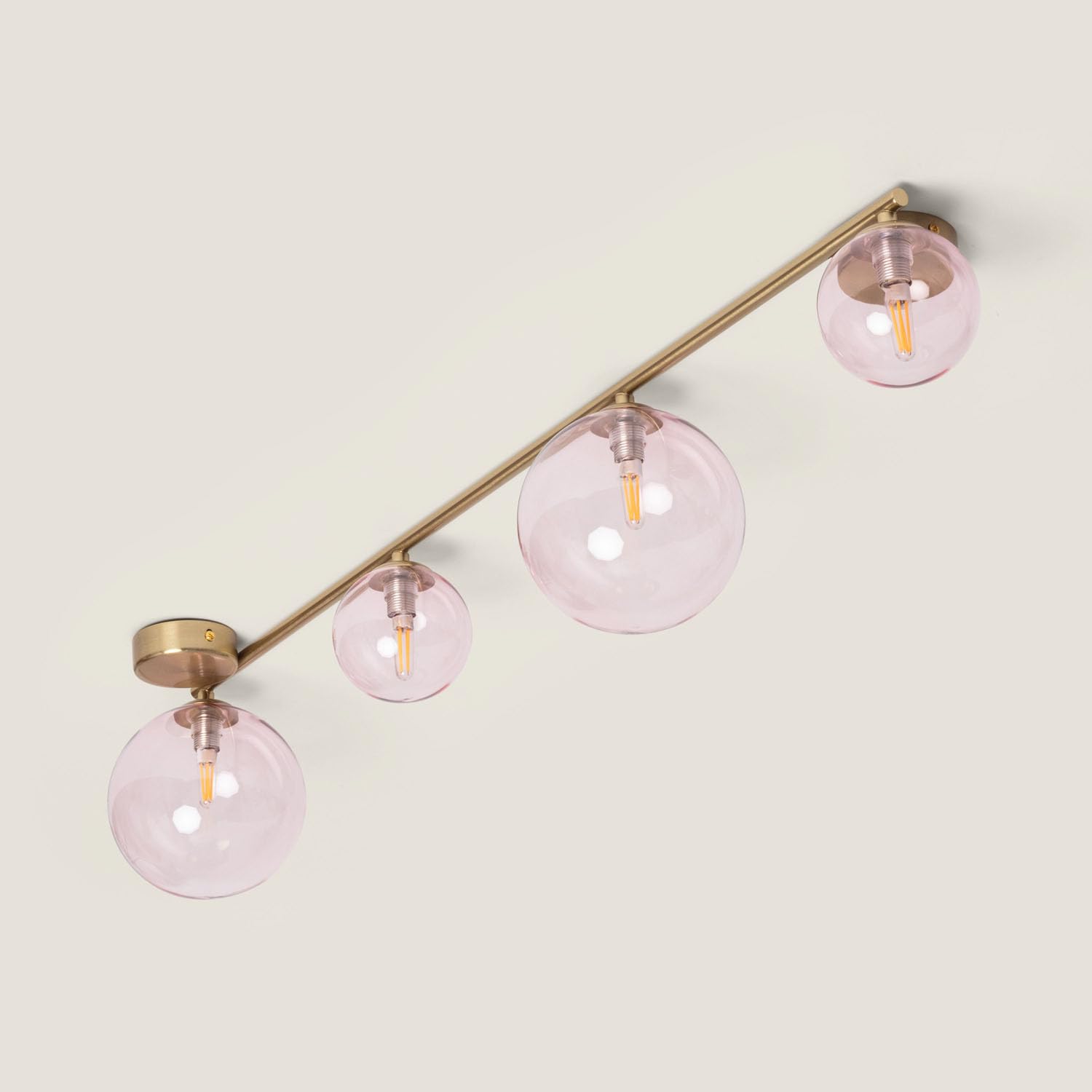 LEDKIA Lampa sufitowa z Metalu i Szkła Moonlight 4 Reflektory, Mosiężna. Ró | 4 obrotowe reflektory | Kompatybilne żarówki G9 | Spersonalizowana atmosfera | Elegancki design