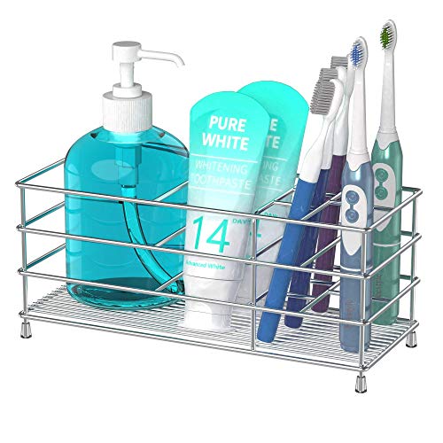 Toothbrush Holder, High Capacity Stainless Steel Toothbrush Holder with 7 Slots, Rust and Slip Resistant, Durable Bathroom Accessories Organizer, Airy and Keep Clean for Electric Toothbrush Toothpaste