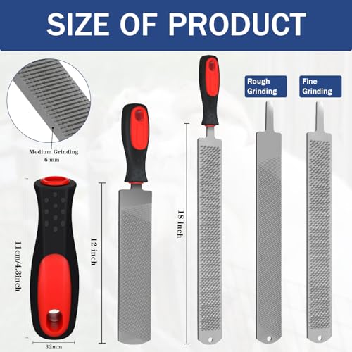 Image of Gisafai 2 Pcs 18 and 12 Inch Rasps for Shoeing Horses with Handle Trimming File Carbon Steel Farrier Tools for Repair Horse Hooves Goat Hooves Cow Donkey Pig Animal Repairing Wood Working Supplies