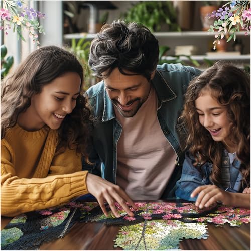 Rompecabezas White Mountain de 1000 piezas: Jardín de primavera bajo flores rosas | Piezas grandes, regalo para adultos y familia, 24" x 30", escena de flores miniatura 4