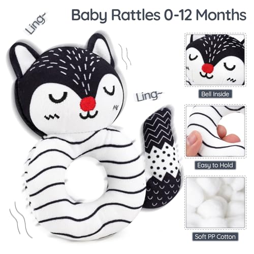Image of Joyreal High Contrast Baby Toys for Newborn, Black and White Baby Sensory Toys with Car Seat Toys,Infant Toys with Black White Cards Book, Montessori Toys for Baby Gifts (Elephant Theme)