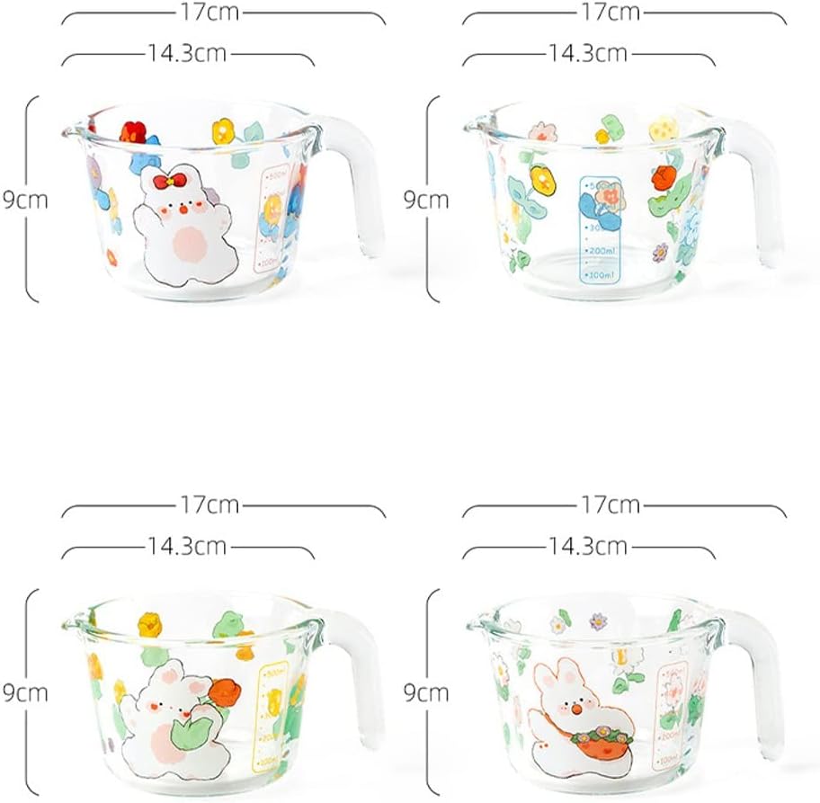 Glass Measuring Cup With Scale Milk Cup High Temperature Resistant Household Kitchen Baking Beaten Egg Cup Measuring Water Cup Cups (Color : D, Size : 500ML) (B 500ML)