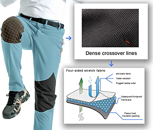 Image of Gash Hao Mens Snow Ski Waterproof Softshell Snowboard Pants Outdoor Hiking Fleece Lined Zipper Bottom Leg