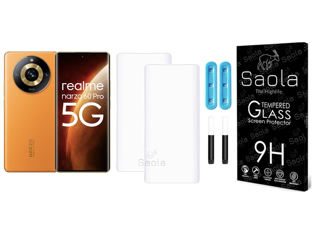 Saola Curved UV Tempered Glass For Realme Narzo 60 Pro 5G. Comes With UV Light & Glue For Finest Pasting. Edge To Edge Protection With Case Friendly Fit. (Pack Of 2) (B0CPP5J56G) Amazon Price History, Amazon Price Tracker