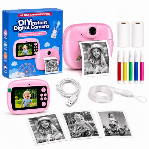 Image of PixBloom Kids Instant Print Camera | Inkless Thermal Photo Printing, HD Digital Camera, Selfie, Video Recording, Music, Fun Games, SD Card Support (Pink)