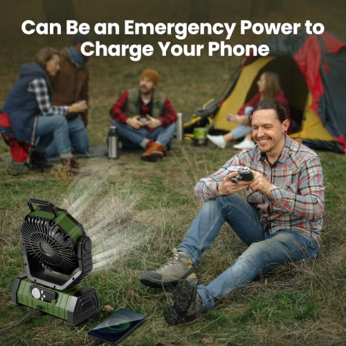 Odoland 30000mAh Camping Fan with LED Lantern, Rechargeable Battery Fan - Image 5