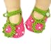Ftbstyle Handmade Knit Crib Crochet Green Flower Baby Toddler Shoes Sock 11-12cm