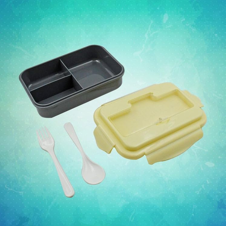 Image of 3-Compartment Insulated Lunch Box - Portable Food Container for Kids & Adults - Includes 2 Spoons, Keeps Food Warm - Ideal for School, Office & Travel