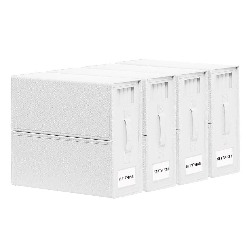 BEITABEI Fabric Storage Box with Window, White (Art Deco, White)