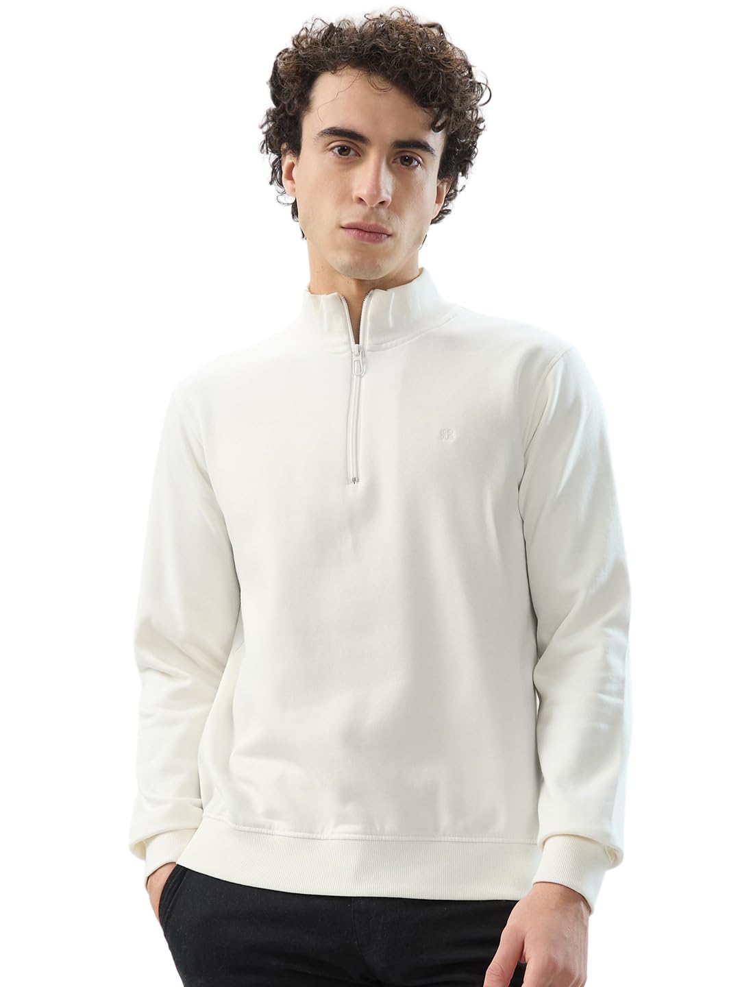 raymond Men Regular Fit Solid Pattern Cotton Polyester Blend Stand Collar Full Sleeve Casual Sweatshirt-picture-19