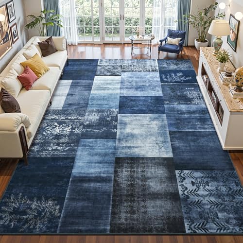 Tapete DweIke azul marino 72x48 pulgadas geométrico moderno miniatura 1