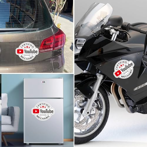 Image of Certified YouTube Mechanic Magnet Car Sticker - Funny You-Tube Mechanic Magnet Decal for Expert Mechanic - Automotive Office Gag Gift