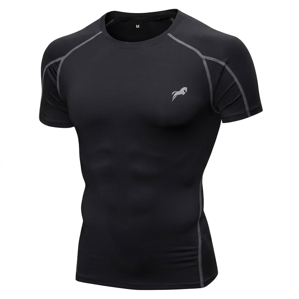 JUST RIDER Compression Swimming t Shirt Half Sleeves for Men Half Sleeve Compression T-Shirt - Men's Athletic & Sports Tights for Fitness Gym-picture-13