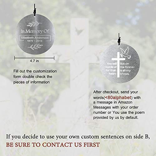 Image of ASTARIN Personalized 30 inch Bereavement Wind Chimes for Outside, Memorial Gift in Remembrance of a Loved One, Sympathy Gift for Loss of Mother Father Husband, Garden Patio Decor