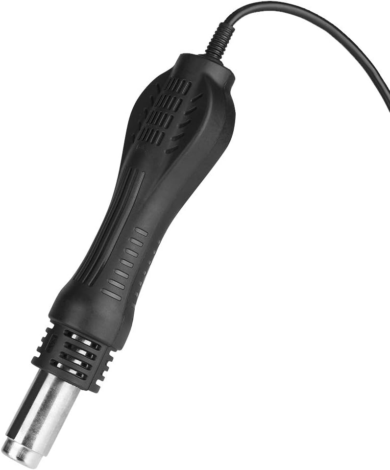 Soldering Gun Handle, Black/Silver Electrical Conductivity Hot Air Soldering Gun Handpiece for 858 858D 8858 8586 878 BGA Rework Solder Station Repair
