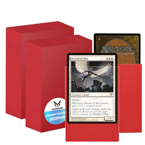 100 Pcs Trading Card Sleeves 66 x 91mm Clear Frosted Trading Card Sleeves Standard Card Sleeves for Magic MTG Sports Cards Game Cards (Red)