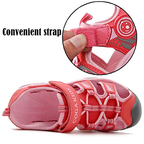 Dadawen Boy's Girl's Outdoor Athletic Strap Breathable Closed-Toe Water Sandals (Toddler/Little Kid/Big Kid) Hot Pink Us Size 1 M Little Kid #TOP2