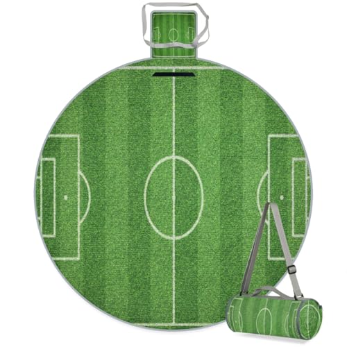 Shimoshe Soccer Field Picnic Outdoor Blanket Foldable Waterproof Sandproof Beach Blanket Portable Water-Resistant Round Picnic Mat for Travel Camping Park Lawn