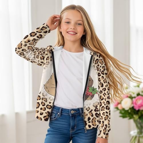 Kid's Casual Zipper Hooded Sweatshirt Jacket Girl's Zip Up Hoodies Hoody Athletic Sweatshirts with Front Pockets3