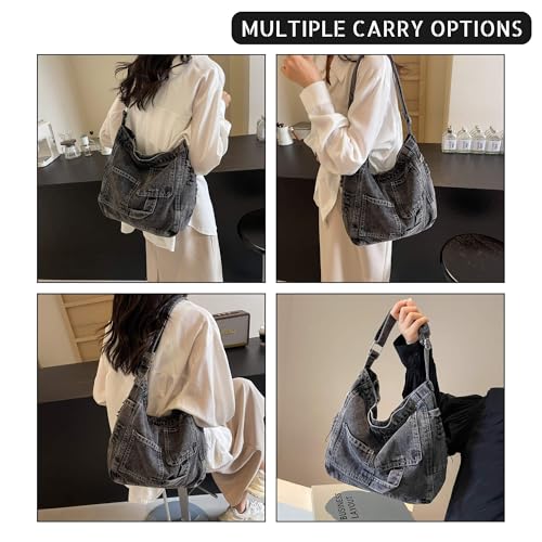 Y2K Denim Crossbody Bag for Women, Lightweight Canvas Purse for Travel Daily Use3