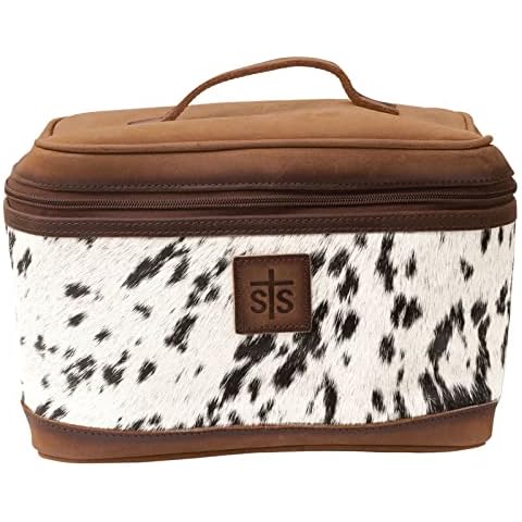 STS Ranchwear Train Case Durable Spacious Versatile Leather Travel Cosmetic Bag with Top Handle, Tornado/Cowhide, One Size Cover