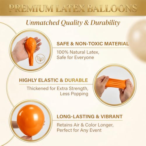 Image of Balloon Column Kit Set of 2 With Balloons Included - with Base, and Pole,Balloon Tower Backdrop Decoration for Wedding, Baby Shower, Birthday Party, or Bachelorette Parties (Black Orange)
