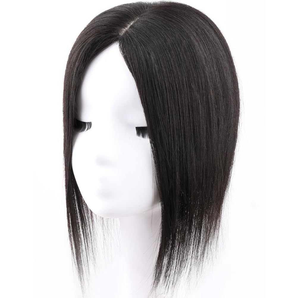 Handmade Clip In Toppers 4"x5" Base Human Hair Wiglet Hairpieces for Thinning Hair Cover The Gray Hair on The Top of The Head Invisible Forehead Cover for Women (Mocha Brown,30cm)