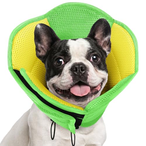 Image of AOFITEE Dog Cone - Soft Cones Dog After Surgery, Comfy Cones for Dogs to Stop Licking, Adjustable Small Dogs Cone Collar for Wound Healing, Elizabethan Pet E-Collar, YellowGreen Small