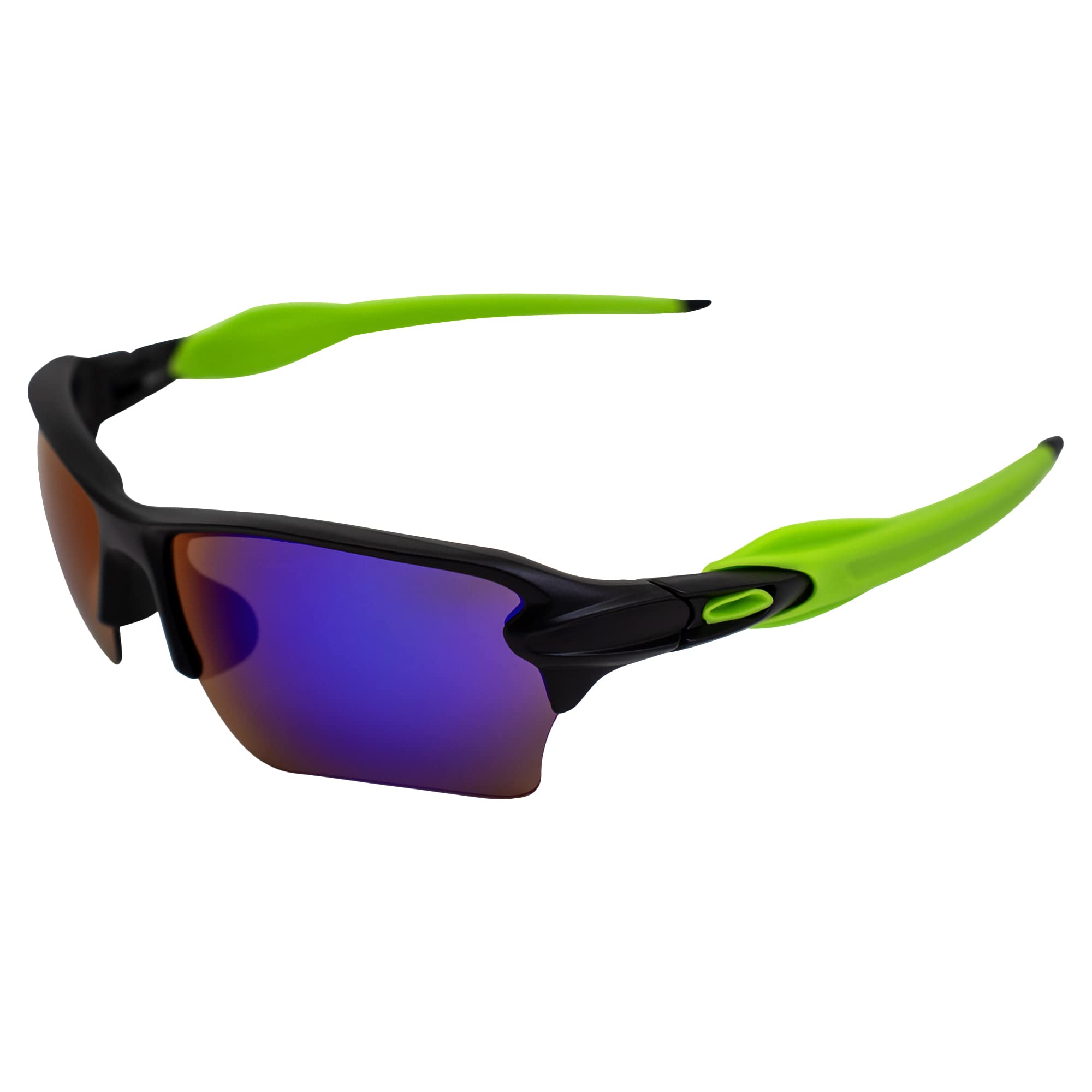 AlterImage Sprint Wraparound Sports Retro Sunglasses for Men or Women Black Semi-Rimless Frame w/Coinjected Rubber Tips & G-Tech Green Lenses