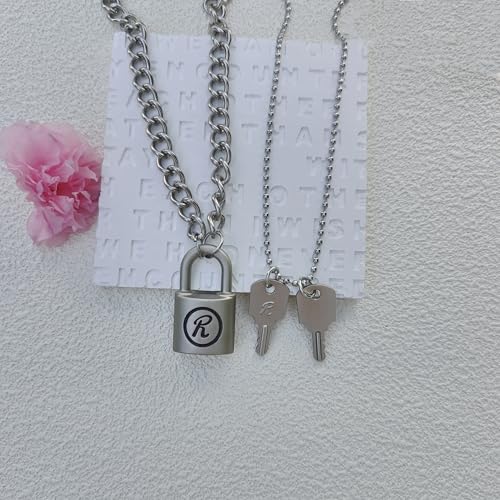 Anime Nana Sid Vicious 'R' Lock & Chain Necklace Nanjing Pendant Cosplay Jewelry Gift for Lovers Couple2