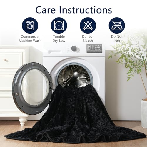 Image of Mr. Sandman Fleece Weighted Blanket for Adults, Queen Size 15 lb, Heavy Throw Blanket with Soft Plush Jacquard and Warm Sherpa, Washable Weighted Blanket for Relaxing Sleep, 60 x 80 Inch, Black
